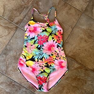 Floral Kids art class swimsuit  (XL 14)
